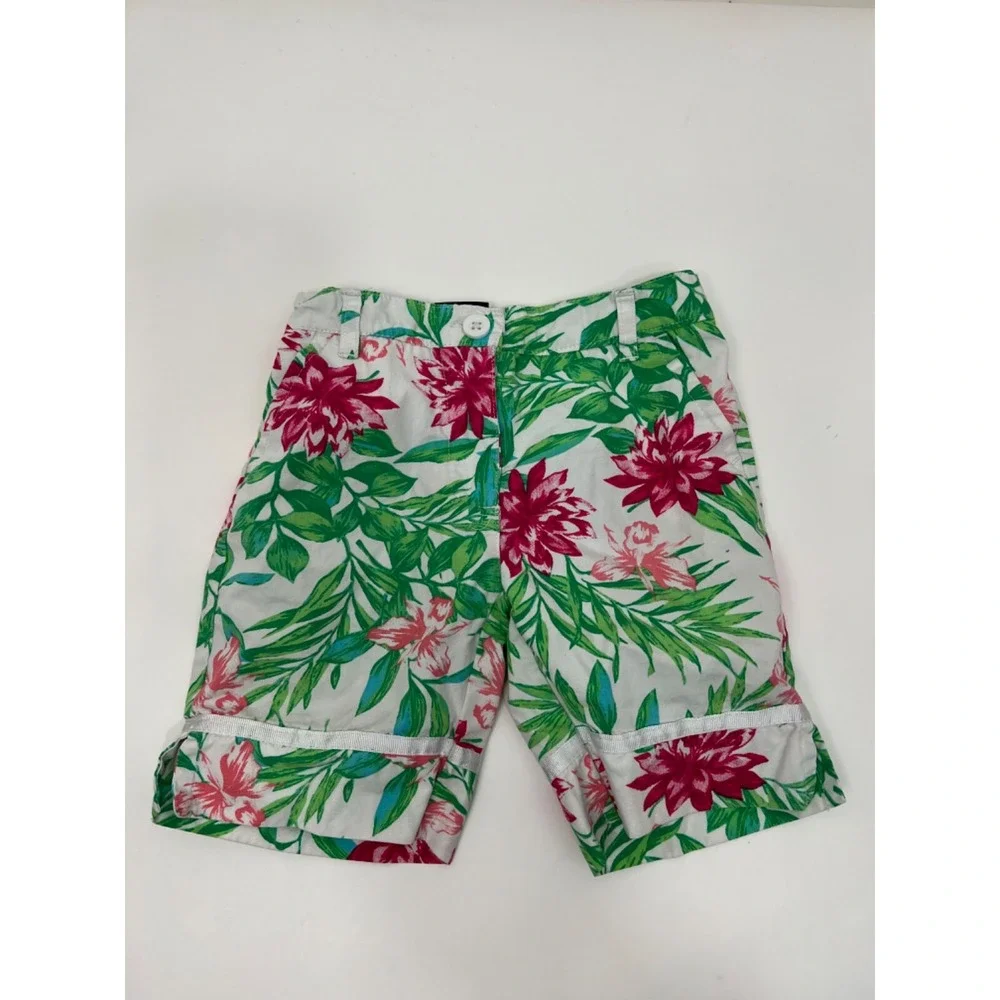 Nautica White with Green and Pink Wide Leg Cotton Capri Girls Size 4T